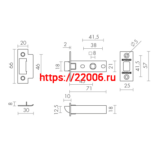 Защелка Fuaro (Фуаро) врезная METF12-45-25 (F12-45-25) BL черный фото 3 Защелка Fuaro (Фуаро) врезная METF12-45-25 (F12-45-25) BL черный фото 3