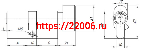 Цилиндровый Ajax (Аякс) механизм (AX102/70) AX1002Knob70 (35+10+25) CP хром с вертушкой фото 3