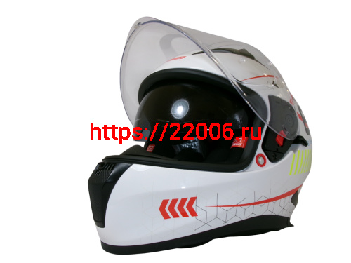 Шлем TVS RACING (Индия) STREET D/V WHITE YELLOW размер XXL, + пинлок в комплекте, очки фото 6