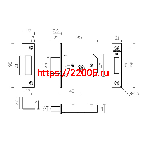 Замок Fuaro (Фуаро) врезной крестообразный X200 F (200 F) CP хром 5key фото 3 Замок Fuaro (Фуаро) врезной крестообразный X200 F (200 F) CP хром 5key фото 3