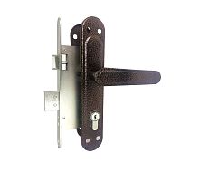 Замок Zenit (Зенит) врезной цилиндровый с защёлкой в комплекте с ручкой ЗВ4-72.03 (медь), 4 кл.