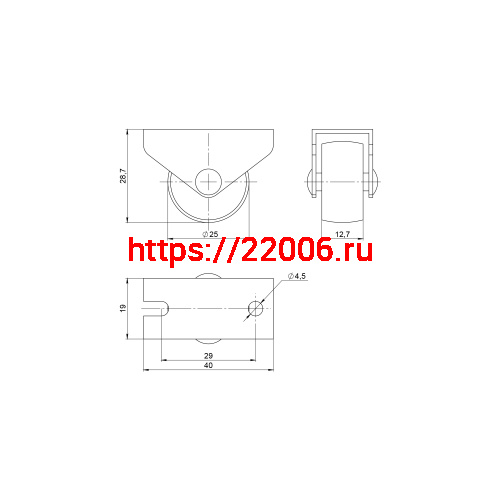 Опора Ajax (Аякс) колесная прямоходная WL/R-25R/20 kg резина фото 2