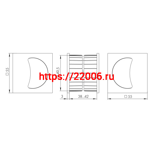 Ручка Armadillo (Армадилло) для раздвижных дверей SH.QUADRO55.010 BL-26 черный фото 3