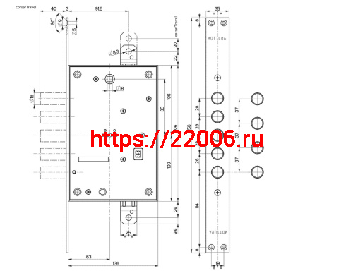 Замок Mottura (Моттура) врезной сувальдный 52.783 (универсальный), без накл. фото 3 Замок Mottura (Моттура) врезной сувальдный 52.783 (универсальный), без накл. фото 3
