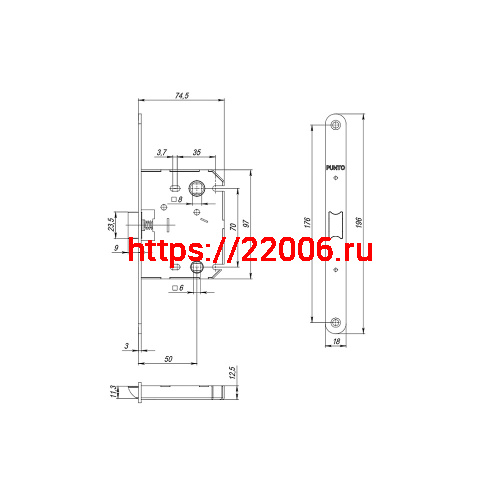 Защелка Punto (Пунто) PLASTPL70X-R20 (PL70X-R20 SN) (врезная) SN мат. никель упаковка фото 4 Защелка Punto (Пунто) PLASTPL70X-R20 (PL70X-R20 SN) (врезная) SN мат. никель упаковка фото 4