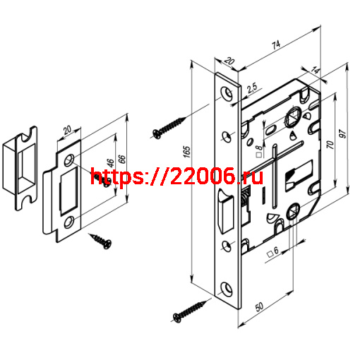 Защелка Punto (Пунто) врезная METL72-50 ( L72-50) GR графит фото 3