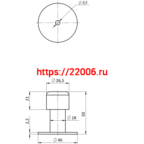 Упор Punto (Пунто) дверной настенный DFIX/W50 INOX BL-24 черный фото 2 Упор Punto (Пунто) дверной настенный DFIX/W50 INOX BL-24 черный фото 2
