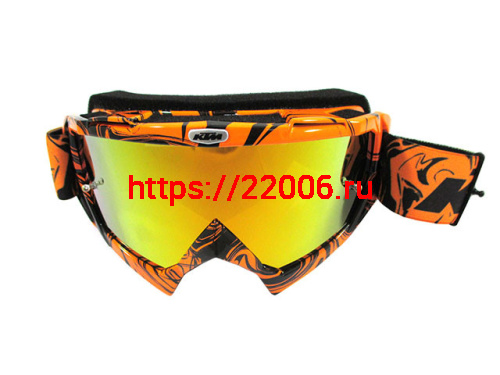 Очки KTM оправа оранжево-черная, линза зеркальная-желтая, резинка силикон KTM оранжево-черная Очки KTM оправа оранжево-черная, линза зеркальная-желтая, резинка силикон KTM оранжево-черная