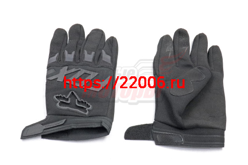 Перчатки мото FOX черные, XL (тыльн.часть-эластич. полиэстер,ладонь-микрофибра)