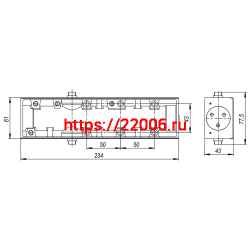 Корпус Armadillo (Армадилло) доводчика DCS.UN.BC/DA (25-100/140) AL (алюминий) фото 2