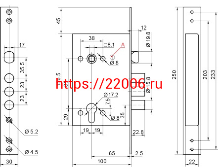 Корпус Border (Бордер) врезного замка с защёлкой ЗВ4-3Г /79048/ фото 2 Корпус Border (Бордер) врезного замка с защёлкой ЗВ4-3Г /79048/ фото 2