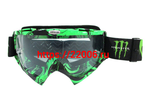 Очки J-8 Monster Energy оправа зелено-черная, линза радужная, резинка Monster черно-зеленая Очки J-8 Monster Energy оправа зелено-черная, линза радужная, резинка Monster черно-зеленая