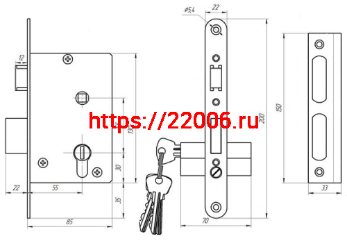 Замок Zenit (Зенит) врезной цилиндровый с защёлкой в комплекте с ручкой ЗВ4-3.03 (бронза), 4 кл. фото 2 Замок Zenit (Зенит) врезной цилиндровый с защёлкой в комплекте с ручкой ЗВ4-3.03 (бронза), 4 кл. фото 2
