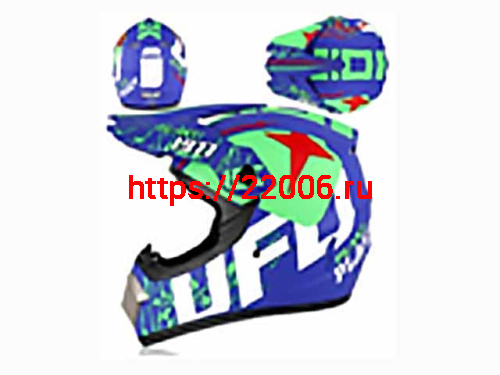 Мотошлем VIRTUE MD-905 Кросс сине-зеленый матовый с рисунком (XL)