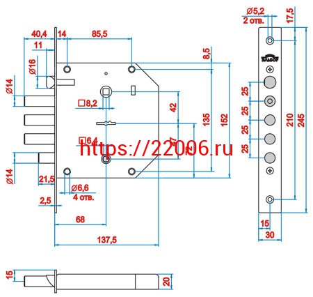 Замок Elbor (Эльбор) врезной сувальдный с задвижкой и защёлкой Базальт 1.05.41, 5 кл. /02646/ фото 2 Замок Elbor (Эльбор) врезной сувальдный с задвижкой и защёлкой Базальт 1.05.41, 5 кл. /02646/ фото 2