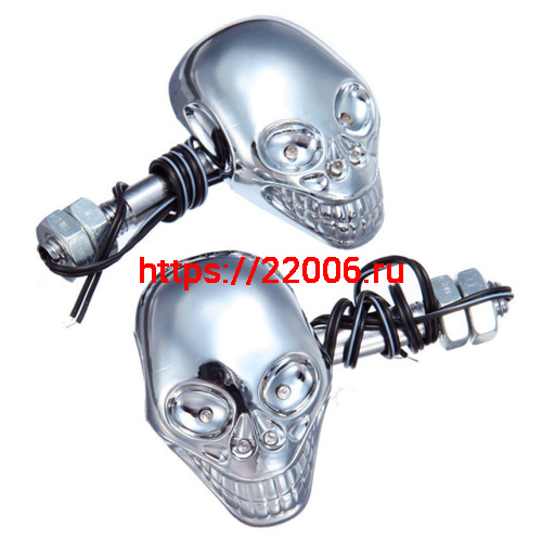 Болты декоративные светодиодные (2шт) разноцветное мерцание (череп) 30мм Болты декоративные светодиодные (2шт) разноцветное мерцание (череп) 30мм
