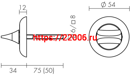 Ручка Fuaro (Фуаро) поворотная BKW6x75.R.HMR54 (HMR6x75) CP хром фото 2 Ручка Fuaro (Фуаро) поворотная BKW6x75.R.HMR54 (HMR6x75) CP хром фото 2