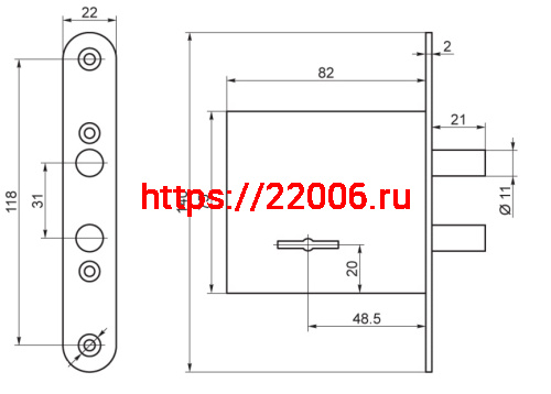 Замок Absolyute (Абсолют) врезной сувальдный ЗВ8/3 мини, 3 кл. фото 2