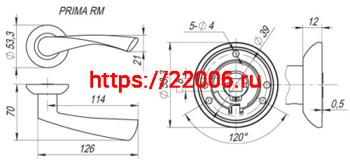 Ручка Fuaro (Фуаро) раздельная R.RM54.PRIMA (PRIMA RM) SN/CP-3 матовый никель/хром фото 2