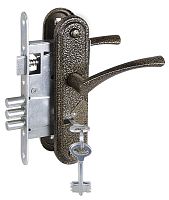 Замок Zenit (Зенит) врезной сувальдный с защёлкой в комплекте с ручкой ЗВ9-4-2 (бронза), 3кл.