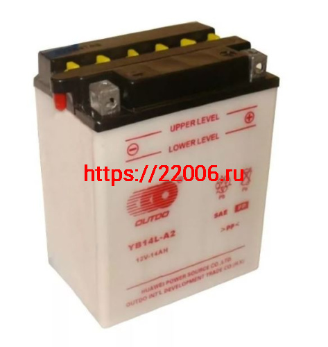 Аккумулятор OUTDO DC YB14-A2 (12v/14hr) сухозаряженный (134*89*166) 6 Аккумулятор OUTDO DC YB14-A2 (12v/14hr) сухозаряженный (134*89*166) 6