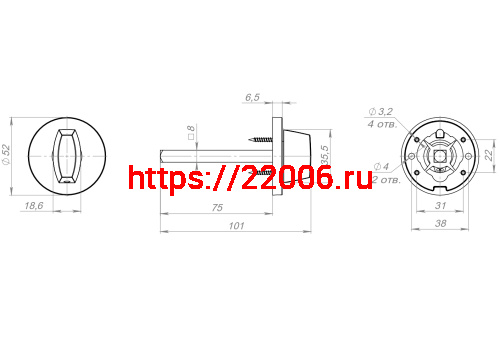 Ручка Fuaro (Фуаро) поворотная BKW8x75.R.RLR52 CP-8 хром фото 3 Ручка Fuaro (Фуаро) поворотная BKW8x75.R.RLR52 CP-8 хром фото 3