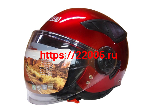 Шлем открытый "Safelead" HF-256 "колобки с доп. стеклом" красный L Шлем открытый "Safelead" HF-256 "колобки с доп. стеклом" красный L