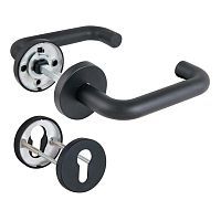 Комплект Fuaro (Фуаро) дверных ручек с накладками под цилиндр FR.DH57.0219 NE (DH-0219 NE) 8x140 мм, BL-24 черный