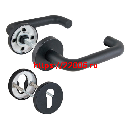Комплект Fuaro (Фуаро) дверных ручек с накладками под цилиндр FR.DH57.0219 NE (DH-0219 NE) 8x140 мм, BL-24 черный Комплект Fuaro (Фуаро) дверных ручек с накладками под цилиндр FR.DH57.0219 NE (DH-0219 NE) 8x140 мм, BL-24 черный
