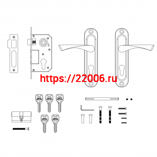 Замок Punto (Пунто) цилиндровый в комплекте с ручкой LOCKSET15.CRONA.4061-3 (KIT P15 4061/3 CRONA) SN мат.никель фото 4 Замок Punto (Пунто) цилиндровый в комплекте с ручкой LOCKSET15.CRONA.4061-3 (KIT P15 4061/3 CRONA) SN мат.никель фото 4