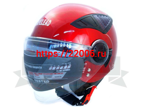 Шлем открытый "Safelead" HF-256 "колобки с доп. стеклом" красный L фото 5 Шлем открытый "Safelead" HF-256 "колобки с доп. стеклом" красный L фото 5