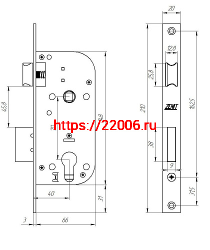 Замок Zenit (Зенит) врезной цилиндровый с защёлкой в комплекте с ручкой ЗВ7-70.4-02 (золото лак), 5 кл. фото 3 Замок Zenit (Зенит) врезной цилиндровый с защёлкой в комплекте с ручкой ЗВ7-70.4-02 (золото лак), 5 кл. фото 3