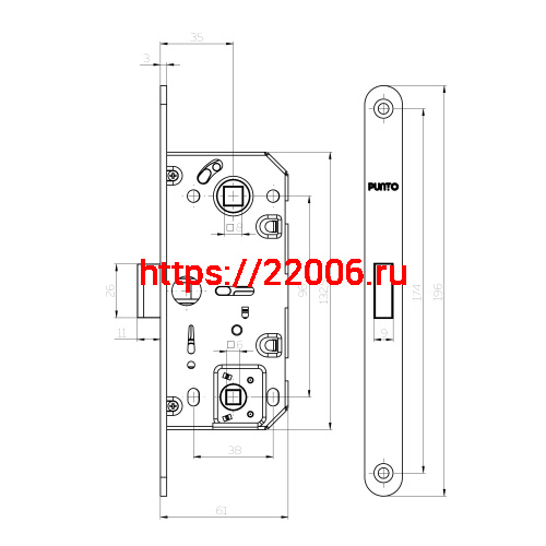 Защелка Punto (Пунто) врезная магнитная ML96WC-35/IND BL черный фото 2 Защелка Punto (Пунто) врезная магнитная ML96WC-35/IND BL черный фото 2