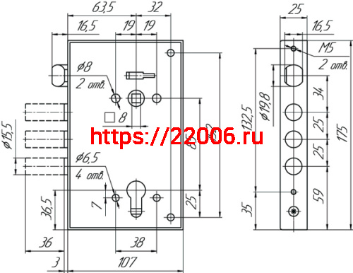 Корпус Mettem (Меттэм) врезного замка с защёлкой ЗВ4 703.0.0 (без лицевой планки) фото 2 Корпус Mettem (Меттэм) врезного замка с защёлкой ЗВ4 703.0.0 (без лицевой планки) фото 2