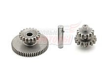 Вал промежуточный привода электростартера(двойной) в компл. с шестер(двойной)(18/62+14/16 зуб, для электр-в с 9 шлицами)157FMI(125сс)-167FMM(250сс)