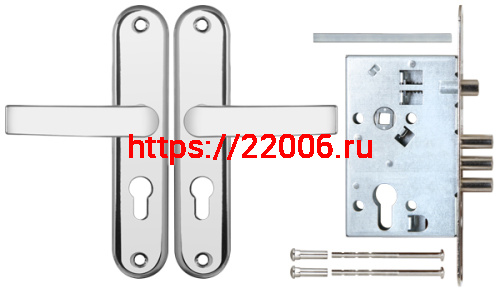 Корпус Sam (Сам) врезного замка с защёлкой в комплекте с ручкой ЗВ4-31/55 РФ55-022 (черн жемчуг) /78927/ фото 4