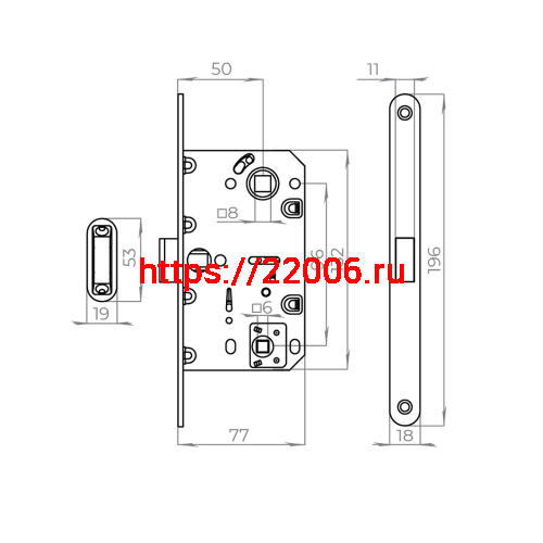 Защелка Ajax (Аякс) врезная MAGNLN96WC-50 (LN96WC-50) SN мат.никель фото 3