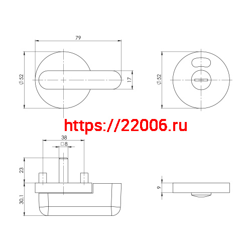 Ручка Ajax (Аякс) поворотная BK6.WC.CABIN PVC WH белый фото 3 Ручка Ajax (Аякс) поворотная BK6.WC.CABIN PVC WH белый фото 3