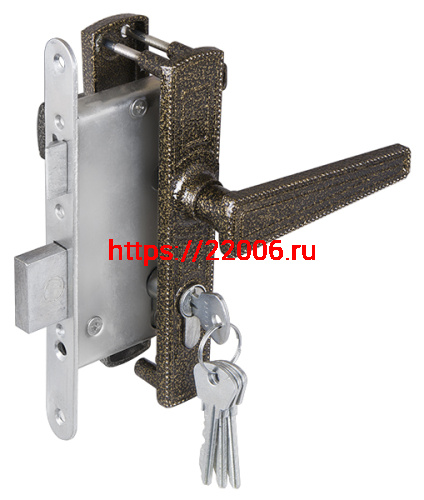 Замок Zenit (Зенит) врезной цилиндровый с защёлкой в комплекте с ручкой ЗВ4-3.01 (бронза), 4 кл. Замок Zenit (Зенит) врезной цилиндровый с защёлкой в комплекте с ручкой ЗВ4-3.01 (бронза), 4 кл.