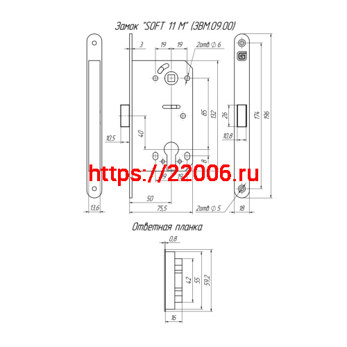 Замок Guardian (Гардиан) межкомнатный магнитный под цилиндр Soft 11М BL, черный матовый /128:5968/ фото 2 Замок Guardian (Гардиан) межкомнатный магнитный под цилиндр Soft 11М BL, черный матовый /128:5968/ фото 2