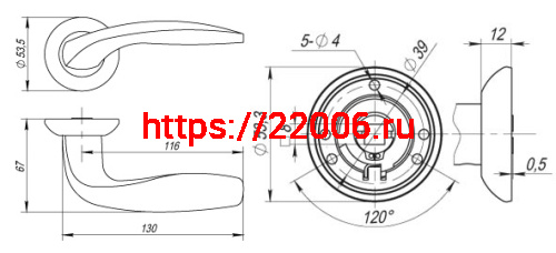 Ручка Fuaro (Фуаро) раздельная R.RM54.VITA (VITA RM) SN/CP-3 матовый никель/хром фото 2 Ручка Fuaro (Фуаро) раздельная R.RM54.VITA (VITA RM) SN/CP-3 матовый никель/хром фото 2