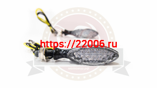 Боковой фонарь (LED) Мини 001 металл  Карбон (овальчик, вытянутый) (компл. - 1 пар)