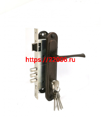 Замок Zenit (Зенит) врезной цилиндровый с защёлкой в комплекте с ручкой ЗВ4-85.3 (медь), 5 кл. Замок Zenit (Зенит) врезной цилиндровый с защёлкой в комплекте с ручкой ЗВ4-85.3 (медь), 5 кл.