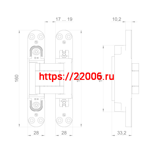 Петля Armadillo (Армадилло) скрытой установки U3D3400.TG SC мат. хром TECH фото 3