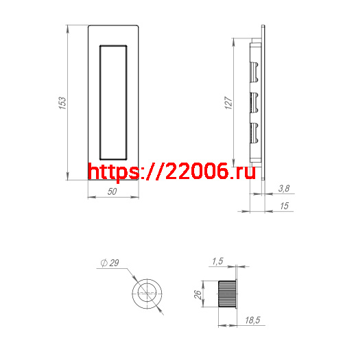 Ручка Armadillo (Армадилло) для раздвижных дверей SH.URB153.010 (SH010 URB) SN-3 матовый никель фото 4 Ручка Armadillo (Армадилло) для раздвижных дверей SH.URB153.010 (SH010 URB) SN-3 матовый никель фото 4