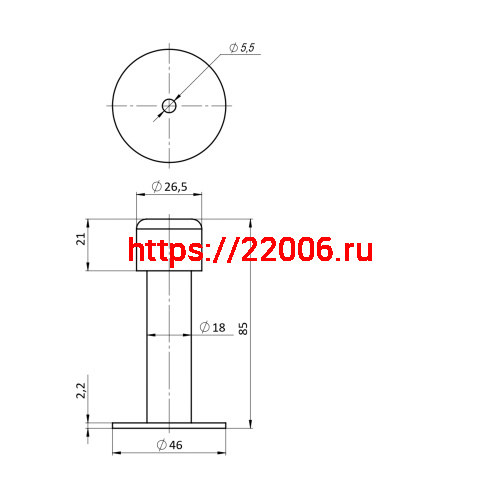 Упор Punto (Пунто) дверной настенный DFIX/W85 INOX фото 2