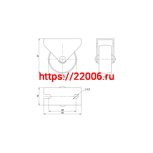 Опора Ajax (Аякс) колесная прямоходная WL/R-30R/20 kg резина фото 2