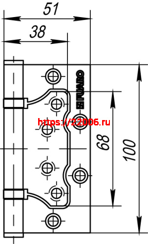 Петля Fuaro (Фуаро) универсальная без врезки IN4500W SN (500-2BB 100x2,5) мат. никель фото 3