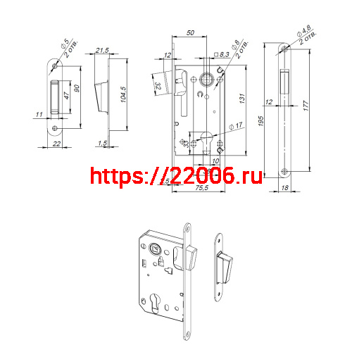 Корпус Fuaro (Фуаро) замка MAGN5300-M-C (5300-M-C) BL черный фото 3