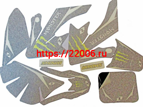 Комплект наклеек на кроссовый мотоцикл CRF50 Monster 3M Комплект наклеек на кроссовый мотоцикл CRF50 Monster 3M